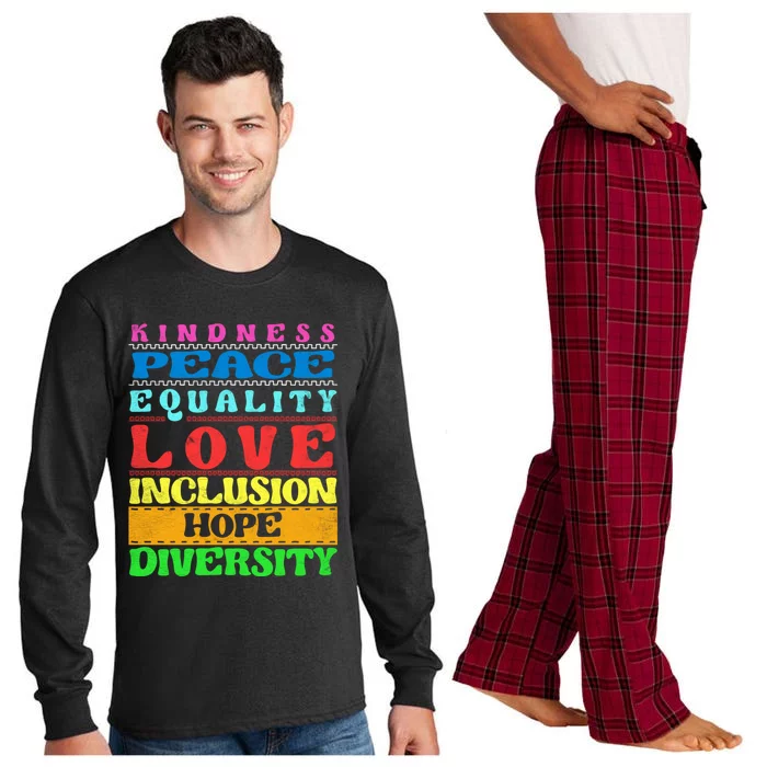 Inclusion Kindness Peace Love Diversity Equality Funny Gift Long Sleeve Pajama Set