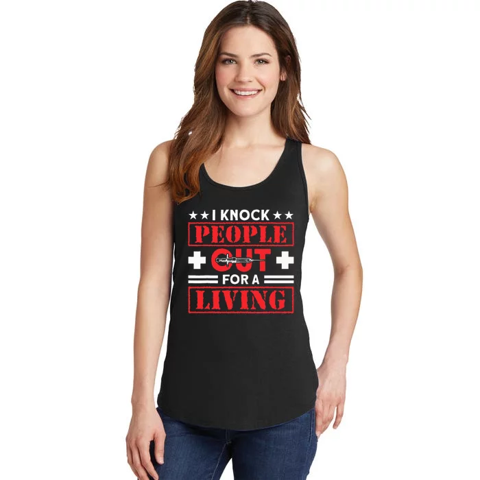 I Knock People Out For Living Anesthesia CRNA Ladies Essential Tank