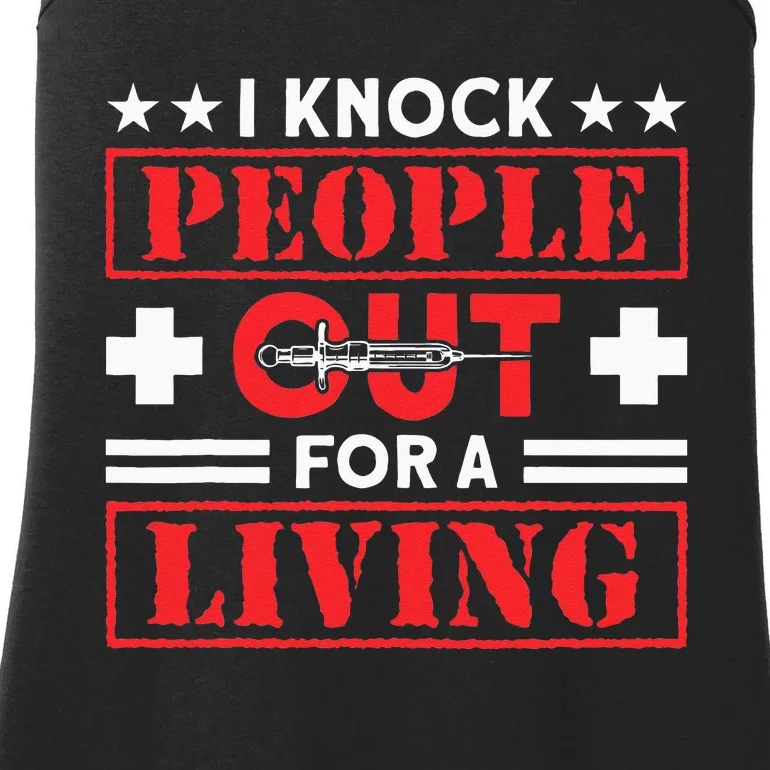 I Knock People Out For Living Anesthesia CRNA Ladies Essential Tank