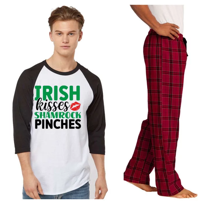 Irish Kisses Shamrock Pinches Funny St Patricks Day Raglan Sleeve Pajama Set