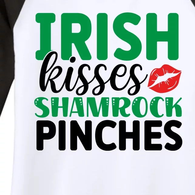 Irish Kisses Shamrock Pinches Funny St Patricks Day Women's Tri-Blend 3/4-Sleeve Raglan Shirt