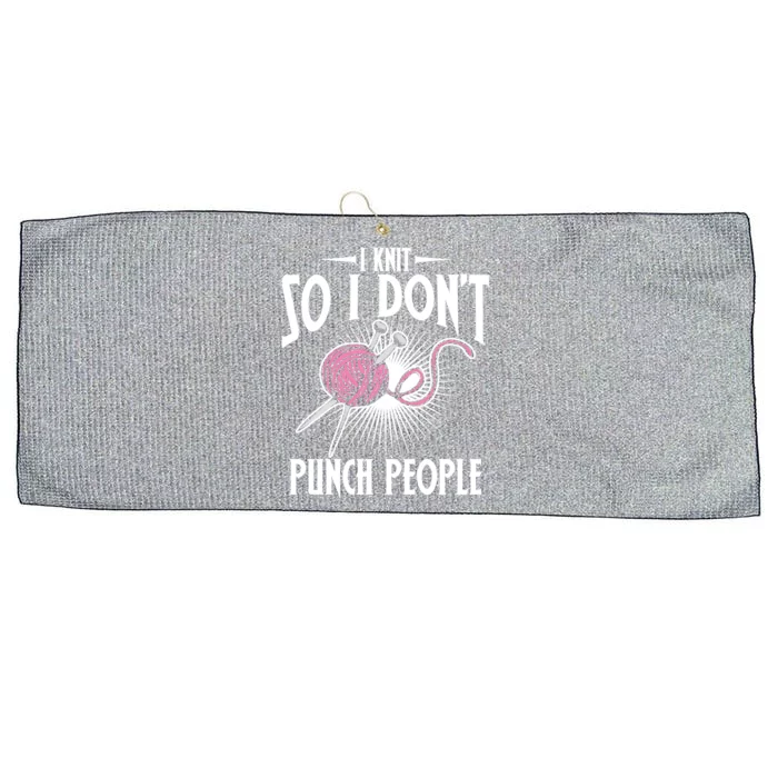 I Knit So I Don't Punch People Knitter Funny Knitting Gift Large Microfiber Waffle Golf Towel