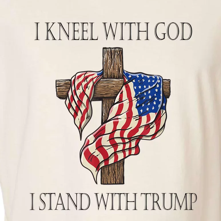 I Kneel With God I Stand With Trump Garment-Dyed Women's Muscle Tee