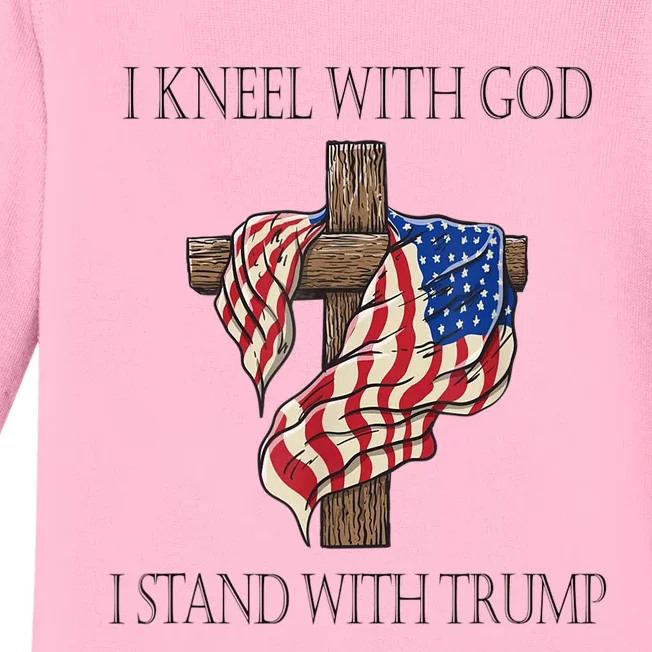 I Kneel With God I Stand With Trump Baby Long Sleeve Bodysuit