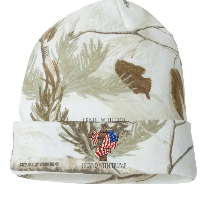 I Kneel With God I Stand With Trump Kati - 12in Camo Beanie