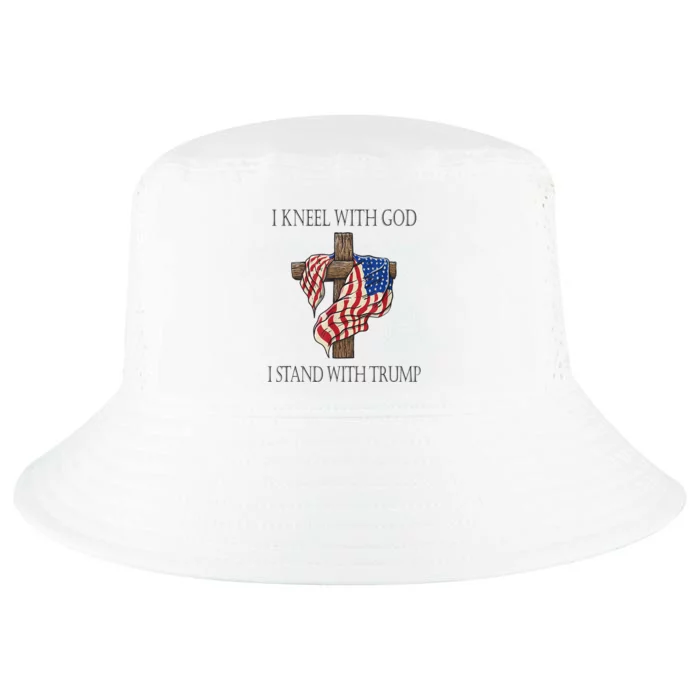 I Kneel With God I Stand With Trump Cool Comfort Performance Bucket Hat