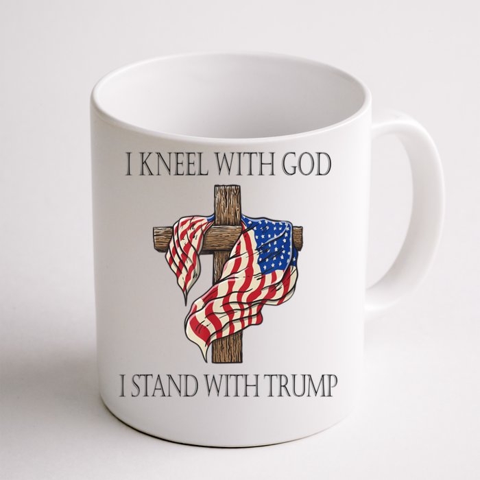 I Kneel With God I Stand With Trump Front & Back Coffee Mug