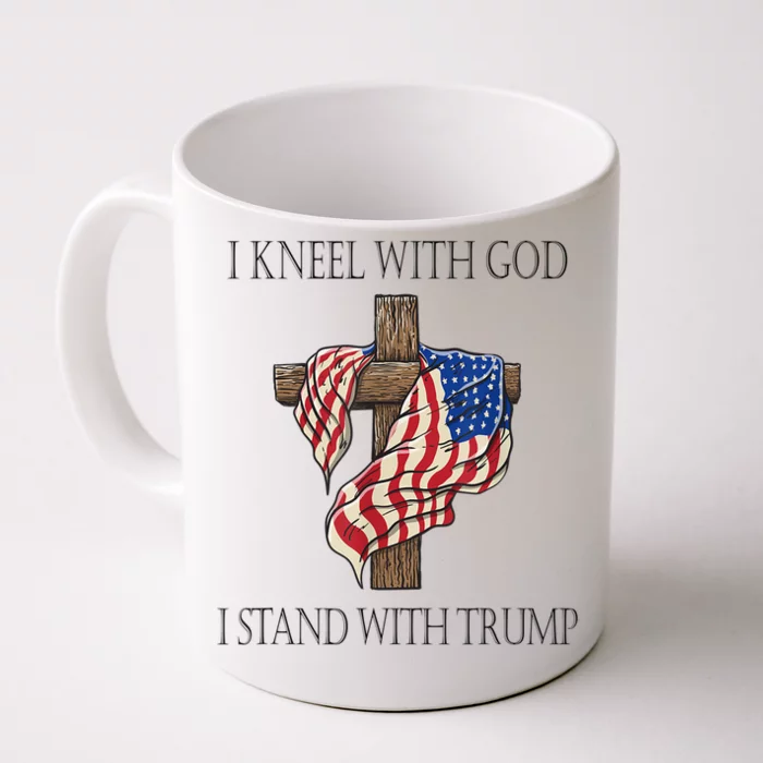 I Kneel With God I Stand With Trump Front & Back Coffee Mug