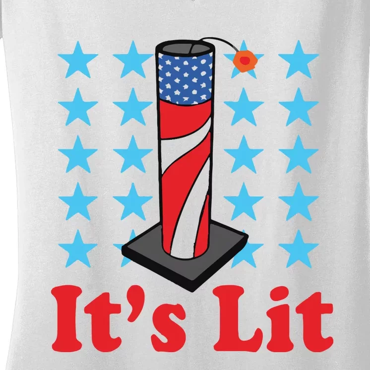 It’s Lit 4th Of July Women's V-Neck T-Shirt