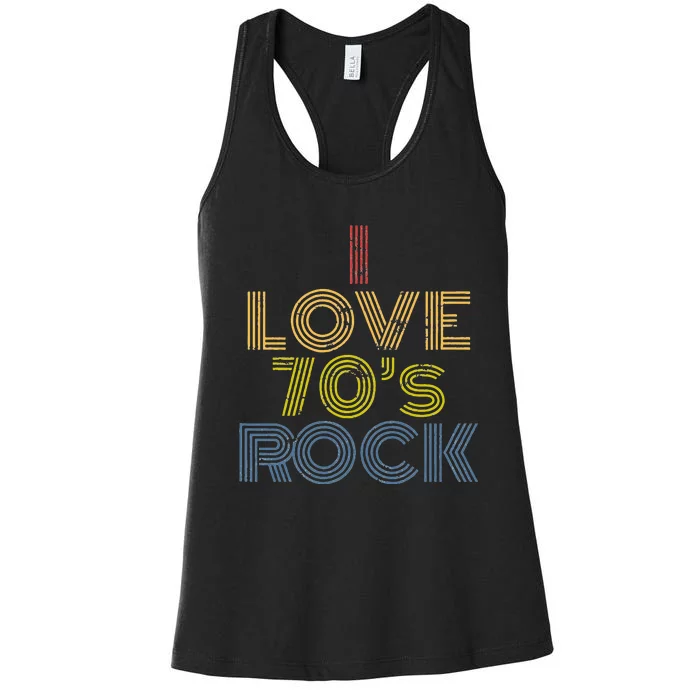 I Love 70s Rock Music Retro Vintage Women's Racerback Tank