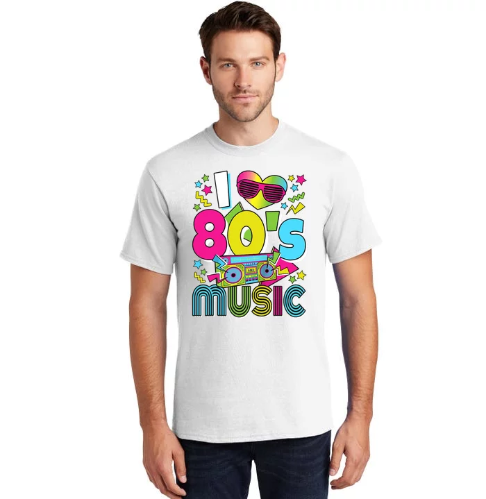 I Love 80's Music 80s Party Outfit Retro 1980s Raglan Baseball Tee Tall T-Shirt