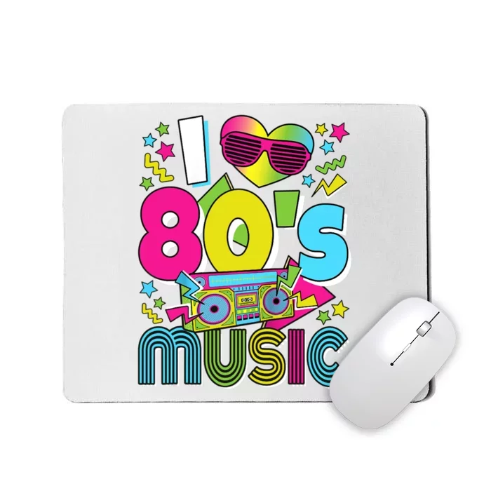 I Love 80's Music 80s Party Outfit Retro 1980s Raglan Baseball Tee Mousepad