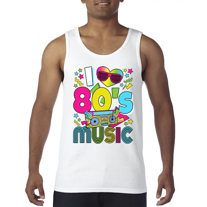 I Love 80's Music 80s Party Outfit Retro 1980s Raglan Baseball Tee Tank Top