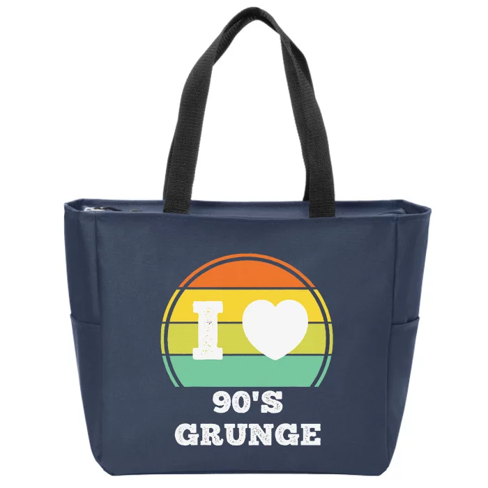 I Love 90s Grunge Rock Music Retro Party Concert Costume Zip Tote Bag