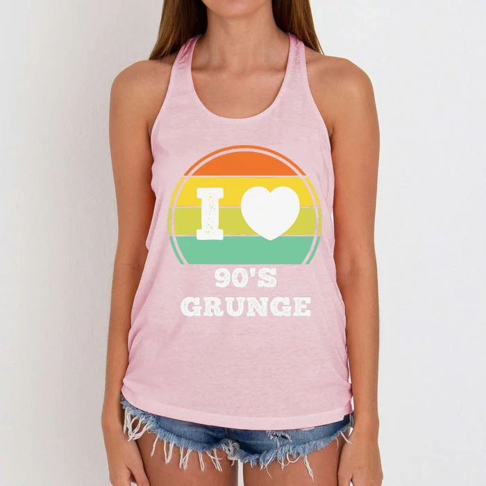 I Love 90s Grunge Rock Music Retro Party Concert Costume Women's Knotted Racerback Tank