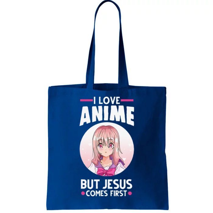 I Love Anime But Jesus Comes First Anime Tote Bag