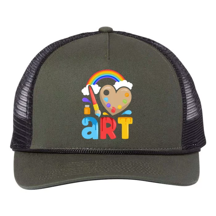 I Love Art Artist Painter Colorful Painting Funny Gift Girls Gift Retro Rope Trucker Hat Cap