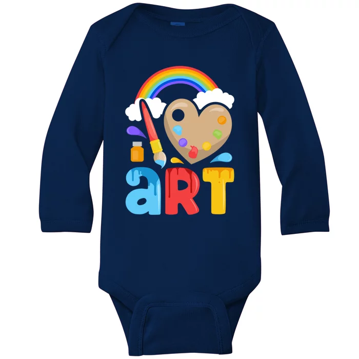 I Love Art Artist Painter Colorful Painting Funny Gift Girls Gift Baby Long Sleeve Bodysuit