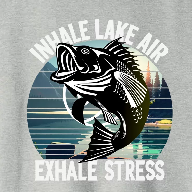 Inhale Lake Air Exhale Stress Meditating Fishing At The Lake Cute Gift Women's Crop Top Tee