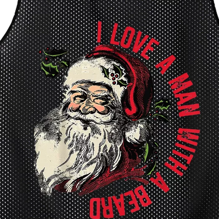 I Love A Man With A Beard Santa Claus Christmas Xmas Mesh Reversible Basketball Jersey Tank