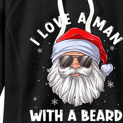 I Love A With A Beard Santa Claus Christmas Pajamas Gift Women's Fleece Hoodie