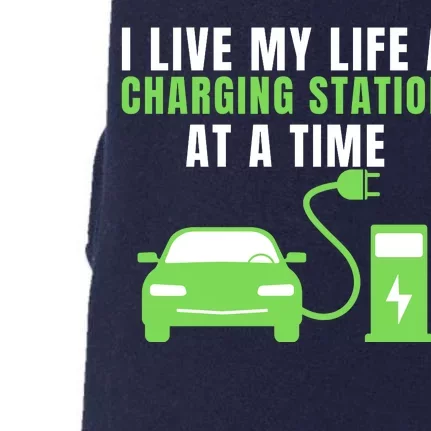 I Live A Charging Station At A Time Funny Electric Car EV Life Drive Electric Doggie 3-End Fleece Hoodie