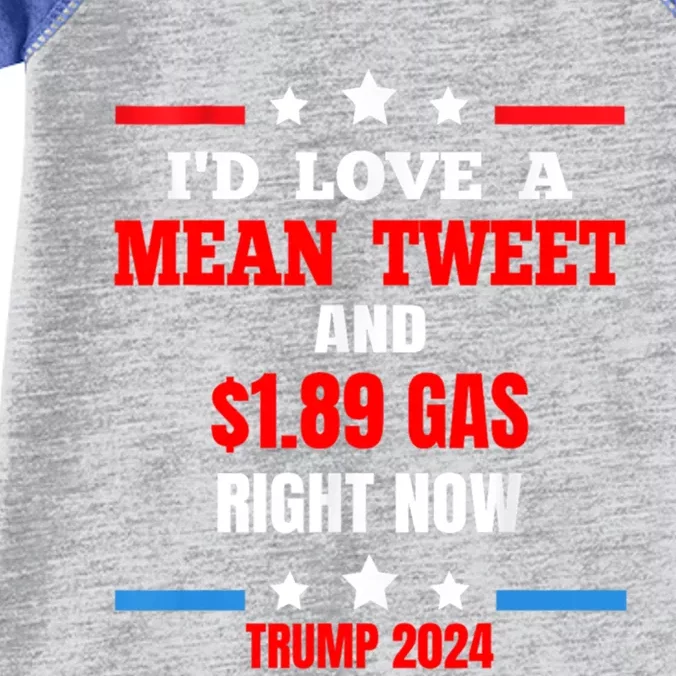 ID Love A Mean Tweet Funny Anti Joe Biden Trump 2024 Maga Funny Gift Infant Baby Jersey Bodysuit