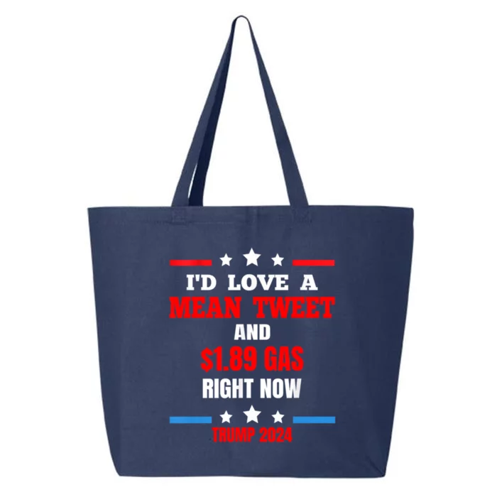 ID Love A Mean Tweet Funny Anti Joe Biden Trump 2024 Maga Funny Gift 25L Jumbo Tote