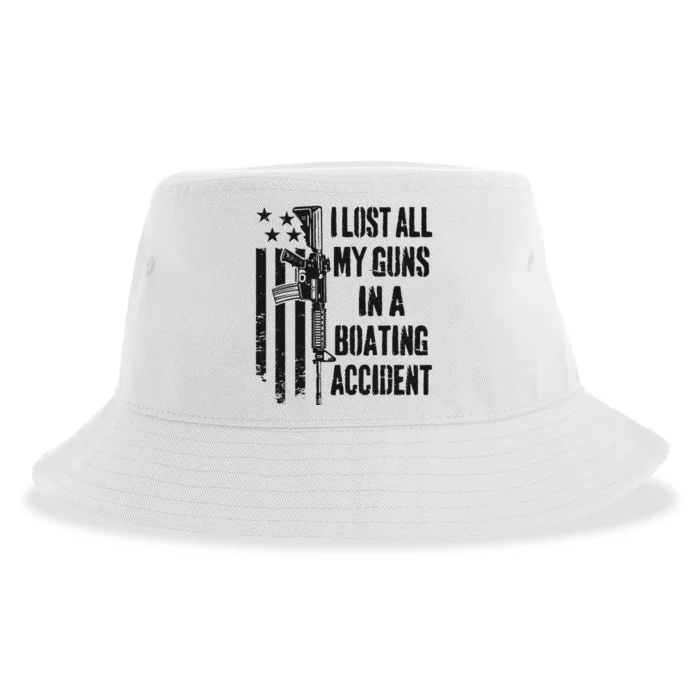 I Lost All My Guns In Boating Accident Gun Rights Camo USA Sustainable Bucket Hat