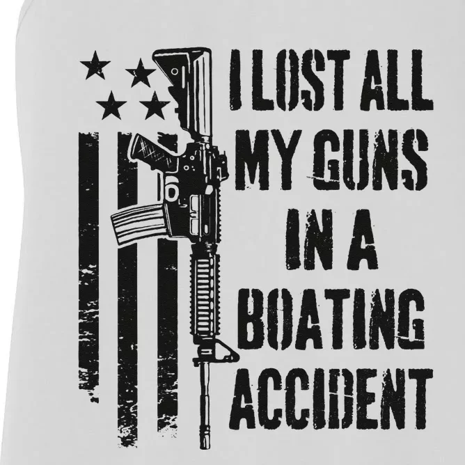 I Lost All My Guns In Boating Accident Gun Rights Camo USA Women's Racerback Tank