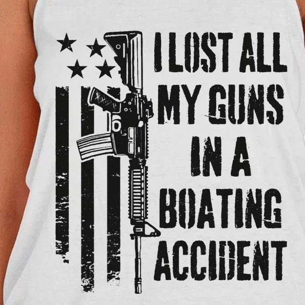 I Lost All My Guns In Boating Accident Gun Rights Camo USA Women's Knotted Racerback Tank