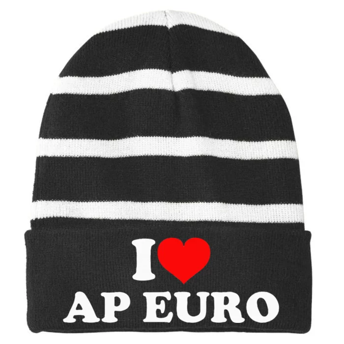 I Love Ap Euro Striped Beanie with Solid Band