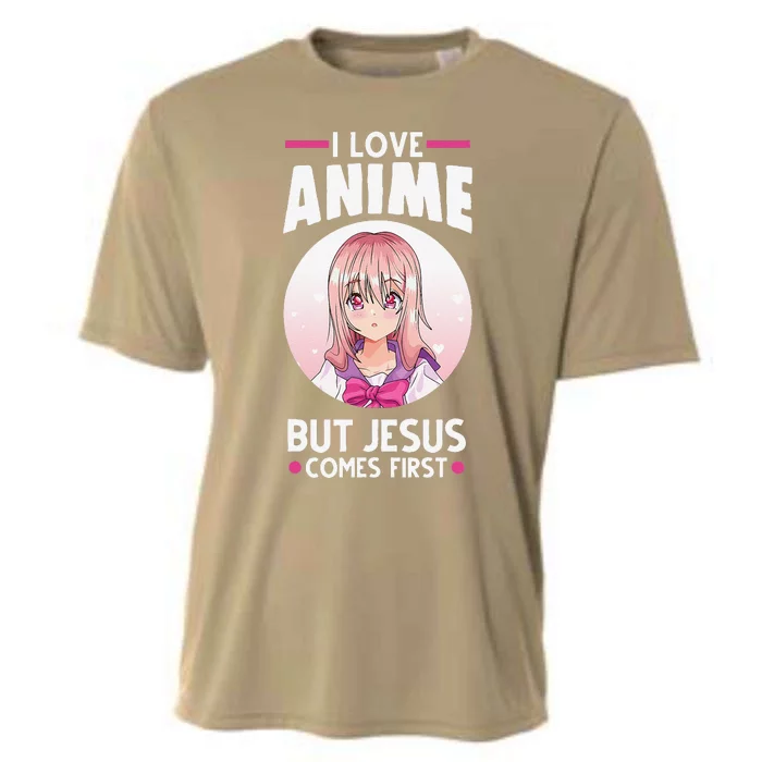 I Love Anime But Jesus Comes First Anime Cooling Performance Crew T-Shirt