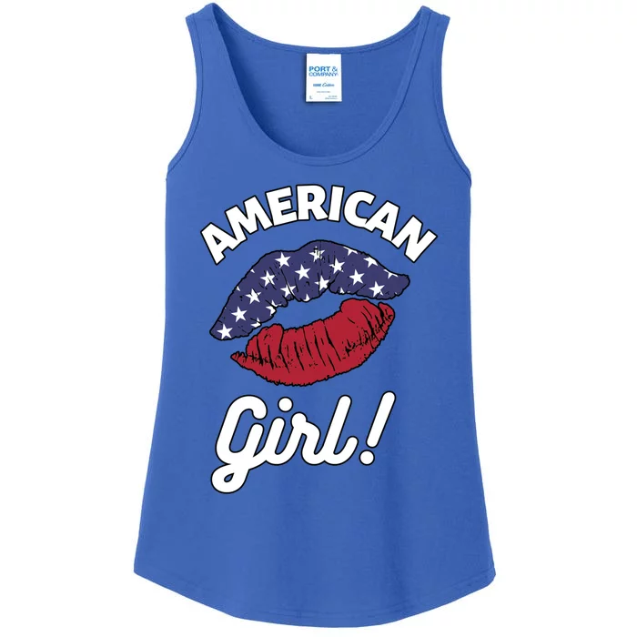 I Love America Lips Usa United States American Us Gift Ladies Essential Tank