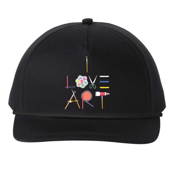 I Love Art Cute Fun Painting Drawing Sketch Artist Painter Snapback Five-Panel Rope Hat