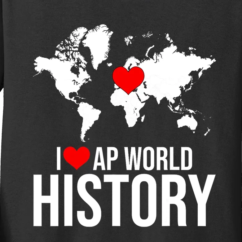 I Love AP World History Kids Long Sleeve Shirt