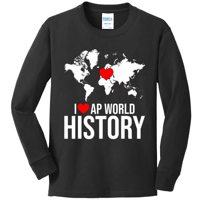 I Love AP World History Kids Long Sleeve Shirt