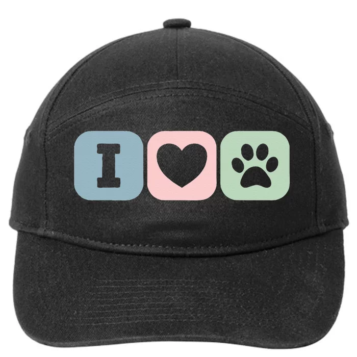 I Love Animals Dog Cat Rescue Owner Gift 7-Panel Snapback Hat