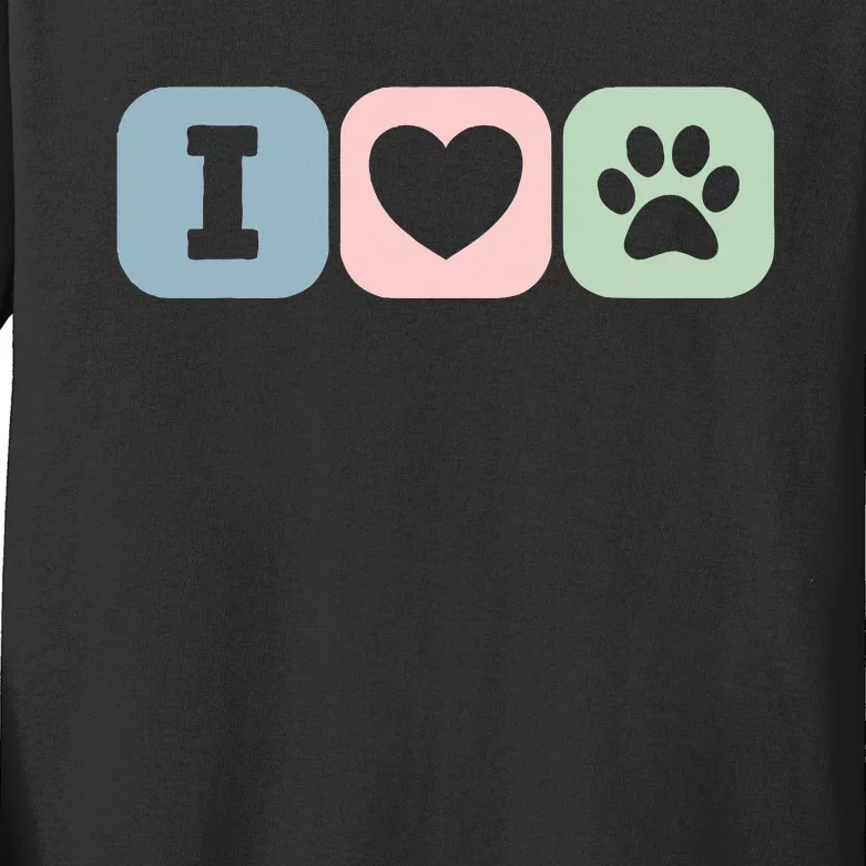 I Love Animals Dog Cat Rescue Owner Gift Kids Long Sleeve Shirt