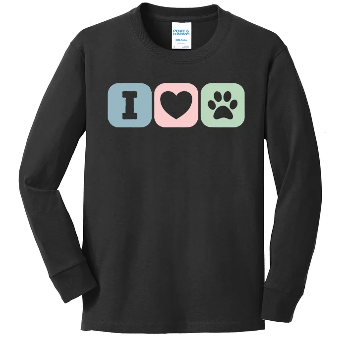 I Love Animals Dog Cat Rescue Owner Gift Kids Long Sleeve Shirt