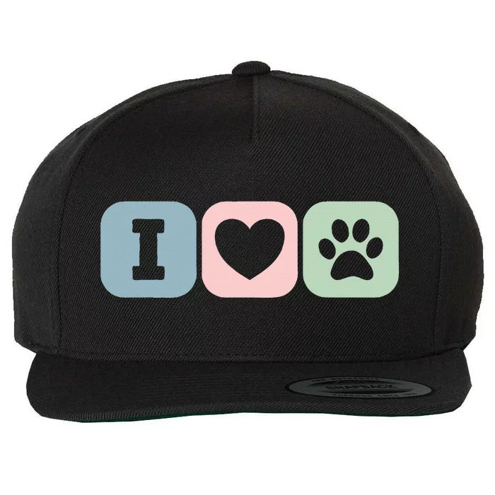 I Love Animals Dog Cat Rescue Owner Gift Wool Snapback Cap