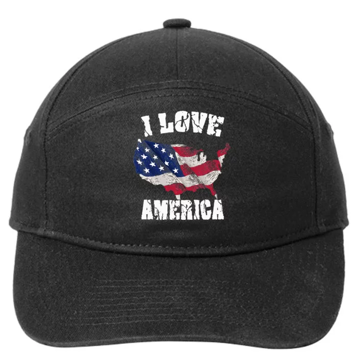 I Love America USA 4th Of July Gift 7-Panel Snapback Hat