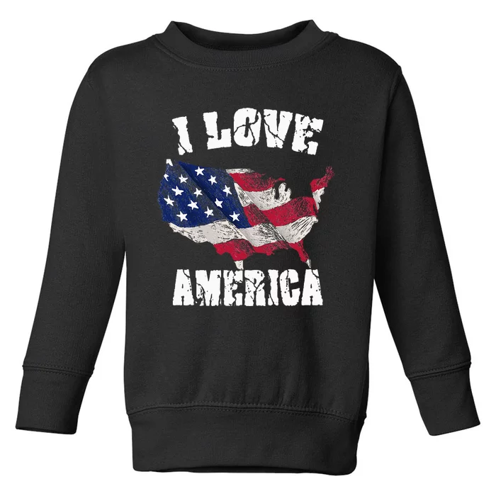 I Love America USA 4th Of July Gift Toddler Sweatshirt