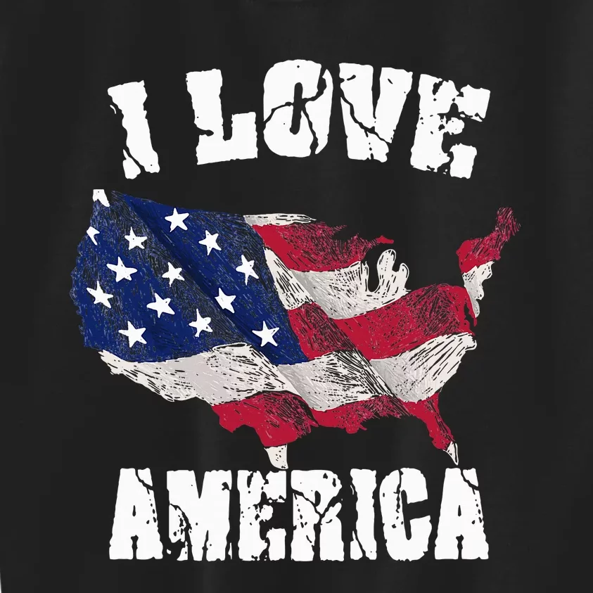 I Love America USA 4th Of July Gift Kids Sweatshirt