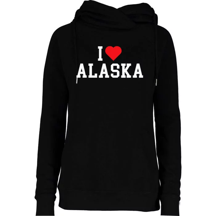 I Love Alaska Throwback Design Classic Womens Funnel Neck Pullover Hood