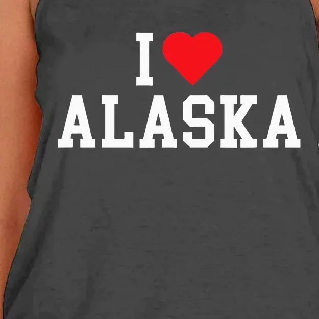 I Love Alaska Throwback Design Classic Women's Knotted Racerback Tank