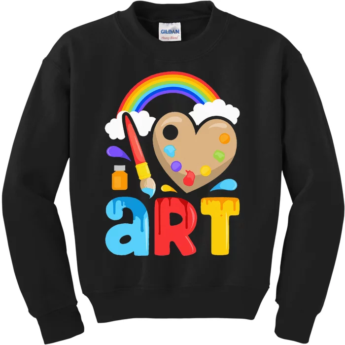 I Love Art Artist Painter Colorful Painting Gifts Kids Sweatshirt