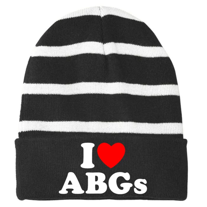 I Love Abgs I Heart Abgs Funny Asian Girl Lover Striped Beanie with Solid Band