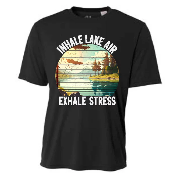 Inhale Lake Air Exhale Stress Funny Meditation Camping Gift Cooling Performance Crew T-Shirt