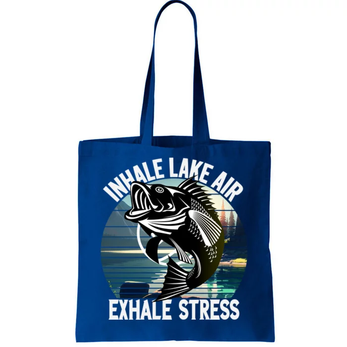 Inhale Lake Air Exhale Stress Meditating Fishing At The Lake Gift Tote Bag